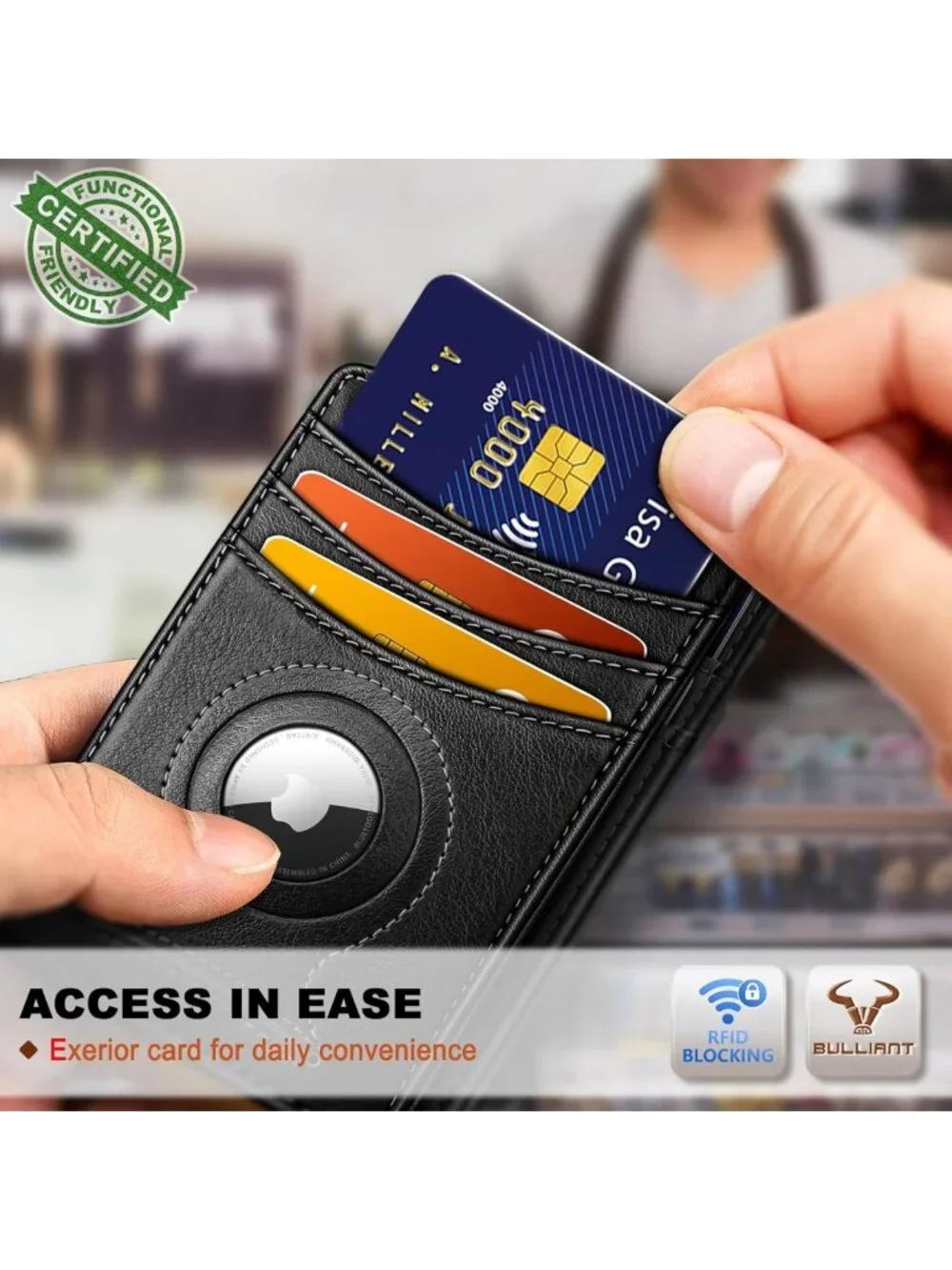 Slim Leather Wallet for Men | RFID Blocking, Magnetic Closure, 12 Card Slots